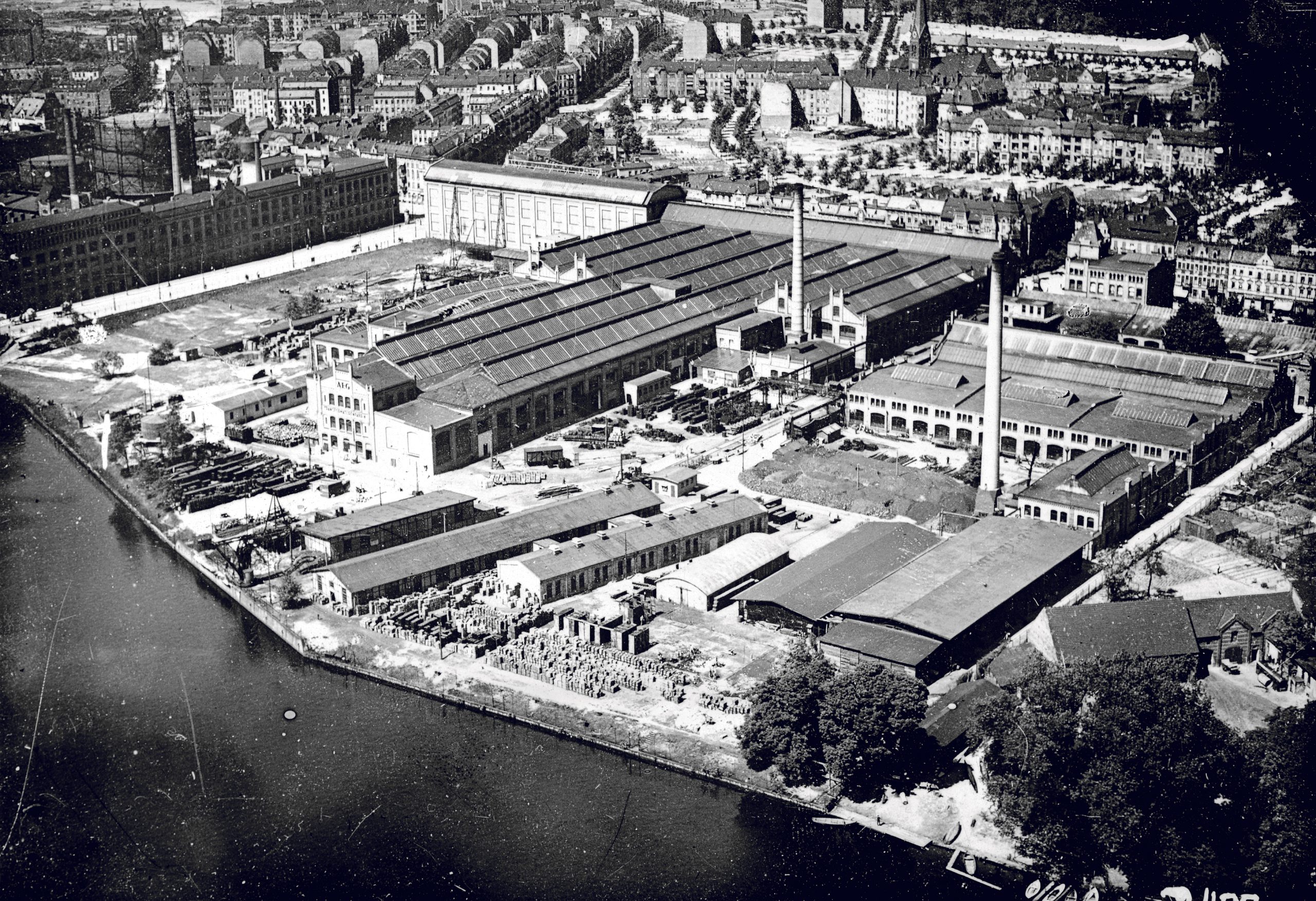 Historische Luftaufnahme des Transformatorenwerks Oberschöneweide