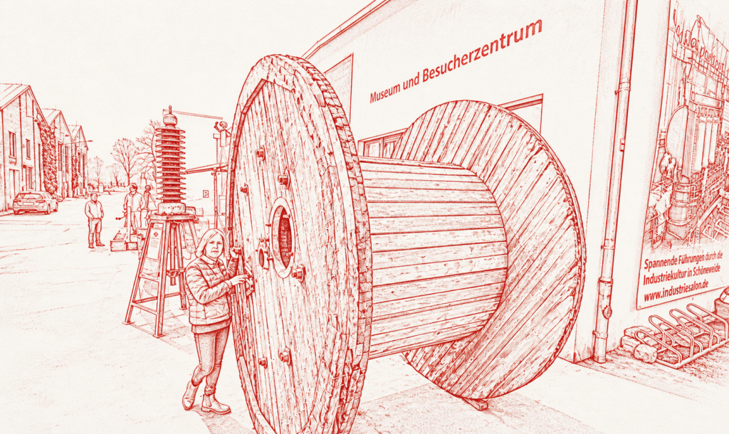 Gezeichnete Ansicht des Industriesalons