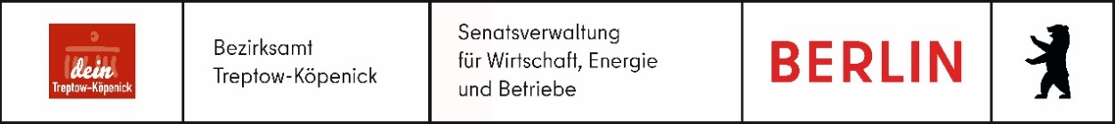 Logos von Bezirksamt Treptow-Köpenick, Senatsverwaltung und Berlin